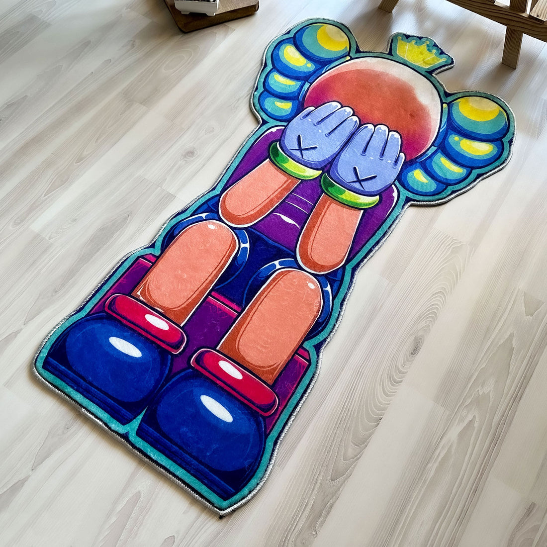 Multicolor KAWS Figure Soft Shaped Rug