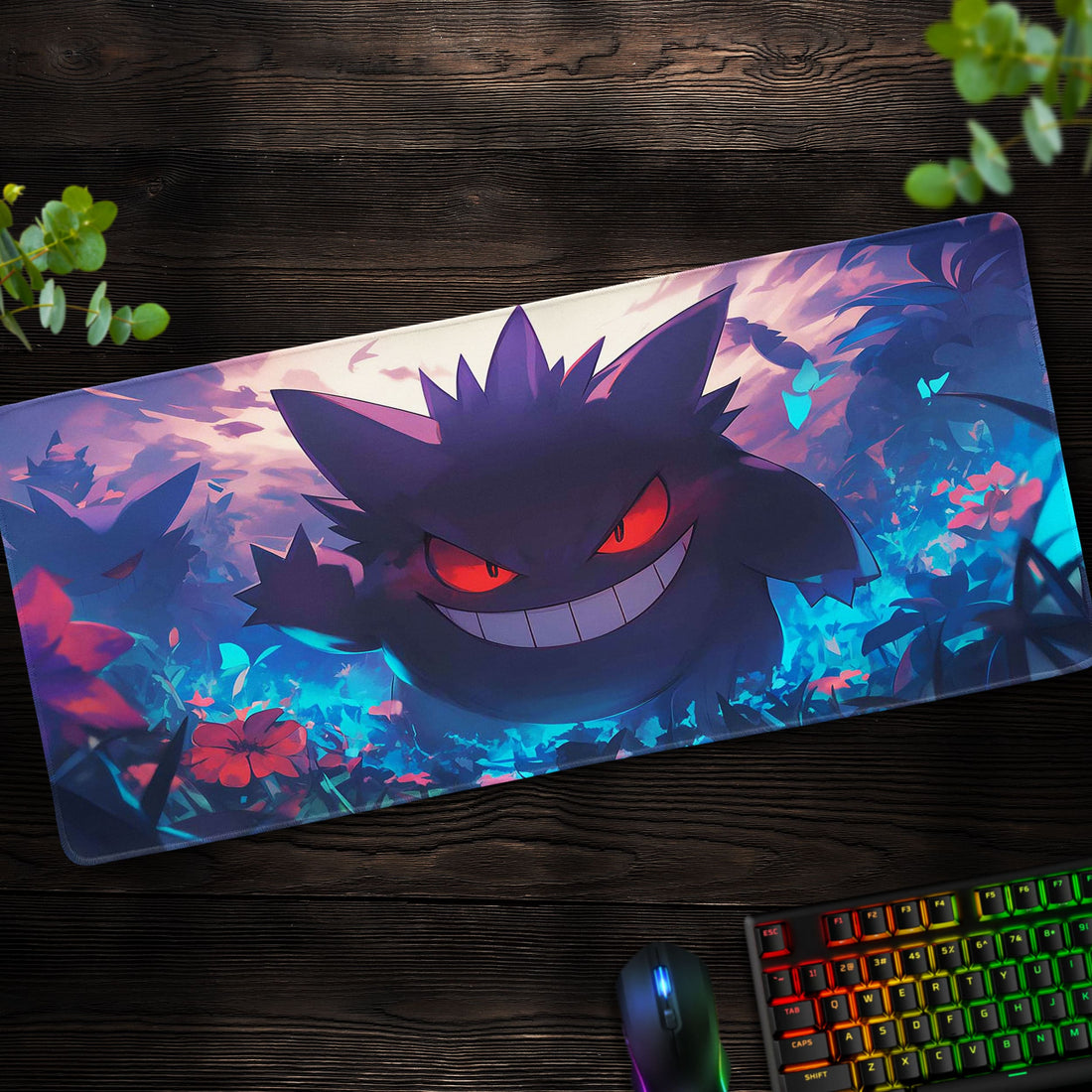 Gengar Glow Desk Mat, Pokémon Ghost Mouse Pad