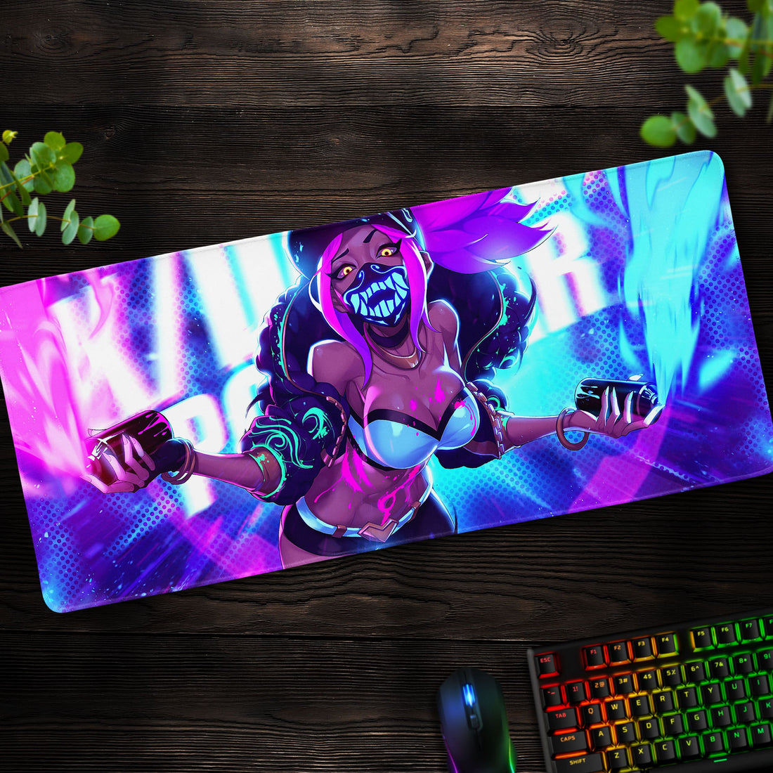 K/DA Akali Desk Mat, League of Legends Neon Pop Mouse Pad - Cocoon Markt