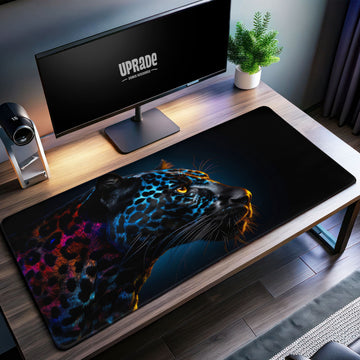 Neon Panther Glow Desk Mat, Vibrant Predator Mouse Pad