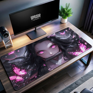 Nezuko Kamado Butterfly Glow Desk Mat, Demon Slayer Mouse Pad