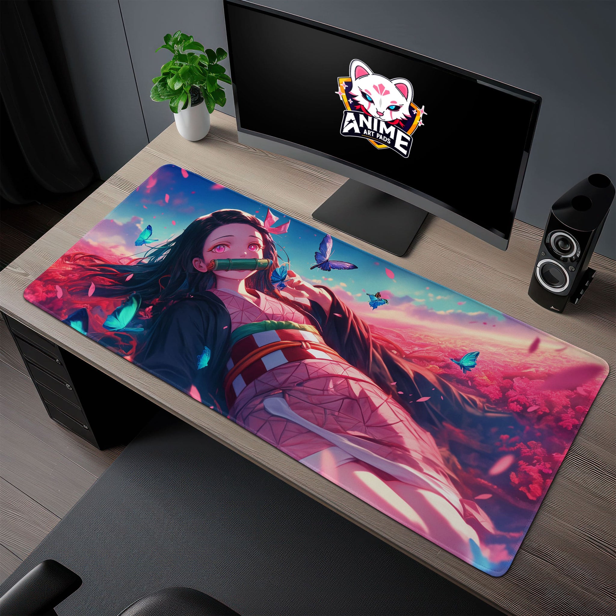 Nezuko Butterfly Bliss Desk Mat, Demon Slayer Mouse Pad