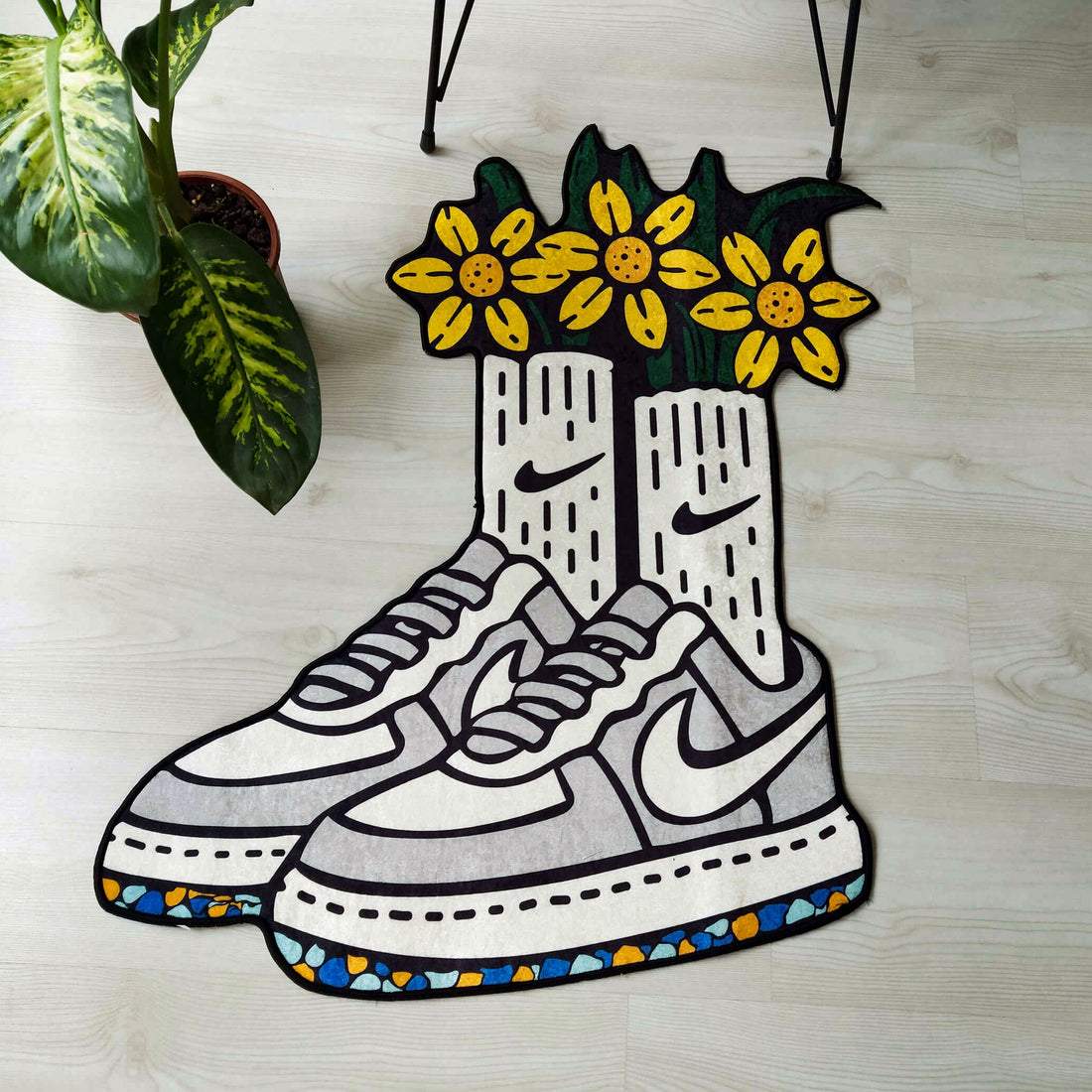 Nike Air Force Floral Sneaker Shaped Soft Rug