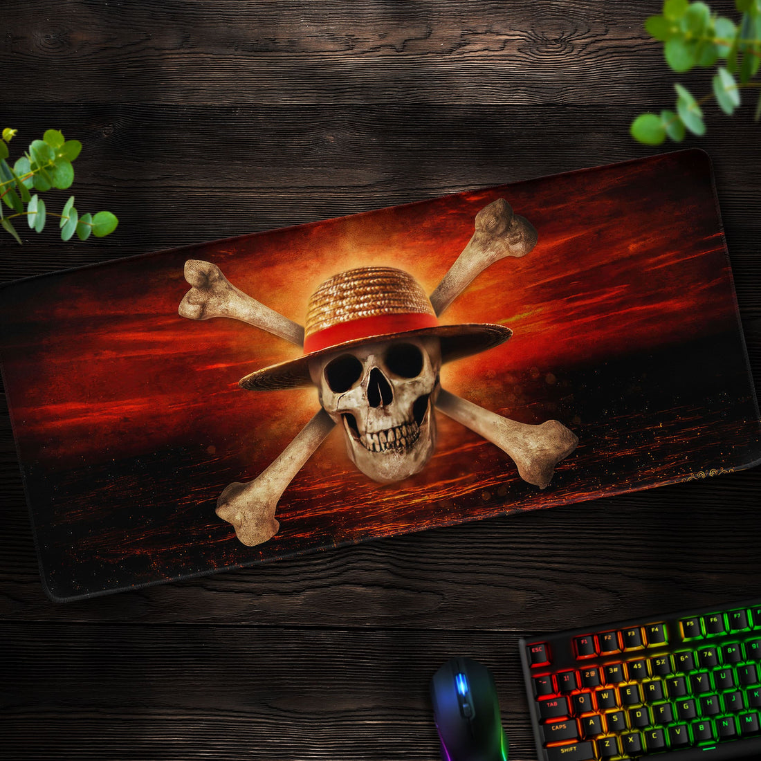 One Piece Jolly Roger Desk Mat, Straw Hat Pirates Mouse Pad