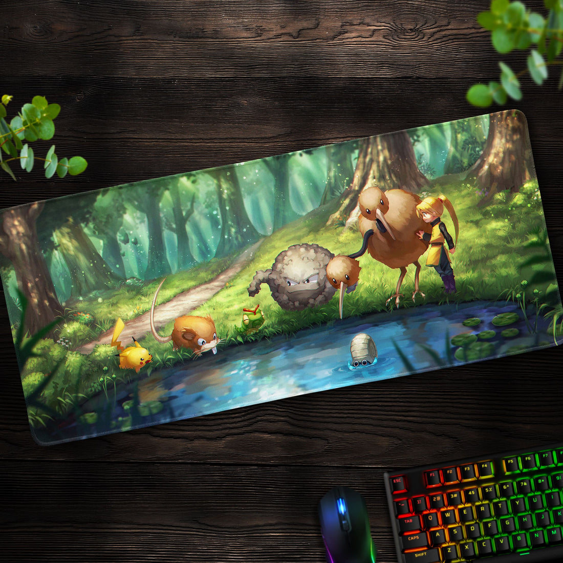 Classic Pokémon Forest Scene Desk Mat, Gaming Mouse Pad