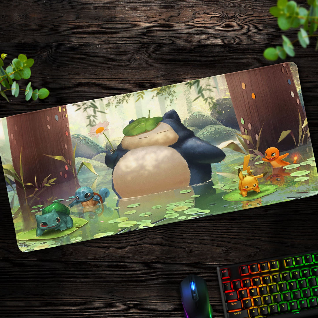 Snorlax and Friends Desk Mat, Pokémon Forest Mouse Pad