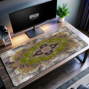 Green Persian Desk Mat, Oriental Rug Mouse Pad