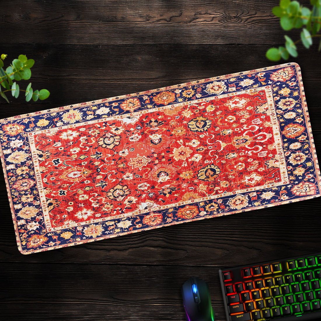 Persian Rug Desk Mat, Vintage Style Mouse Pad