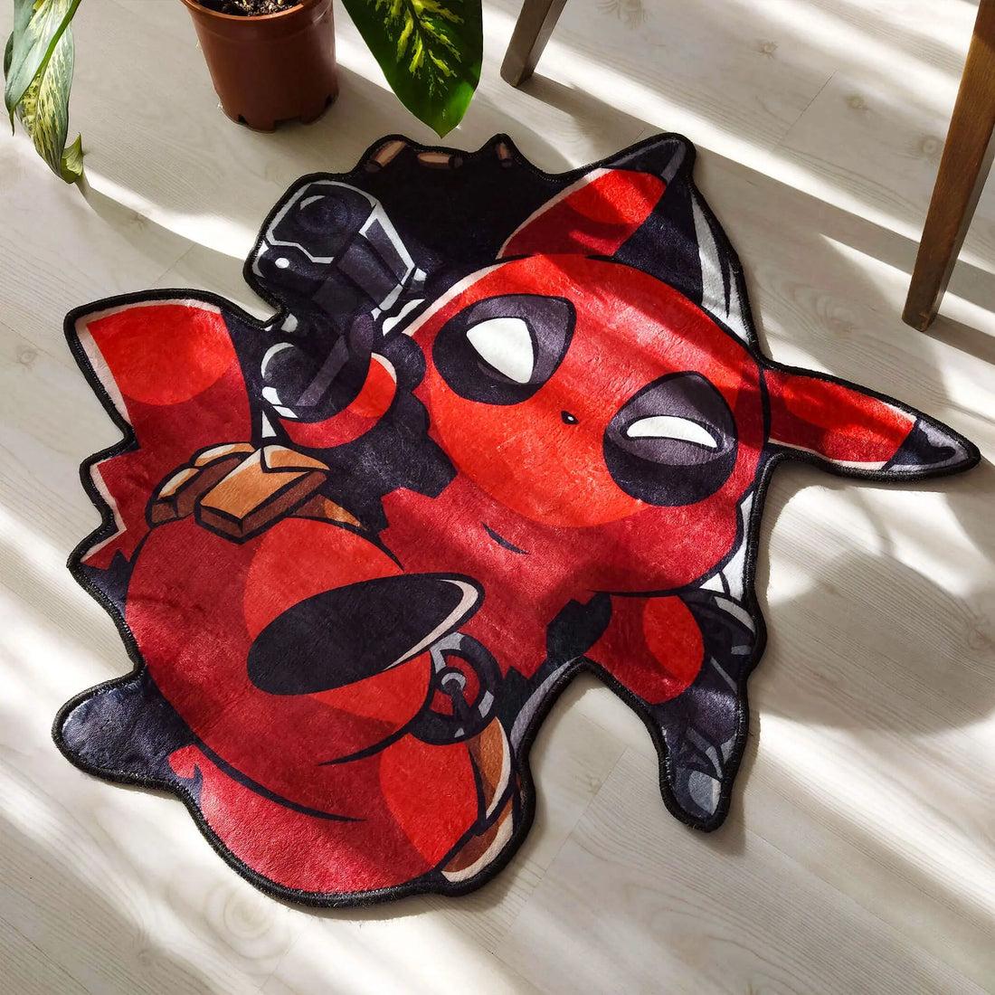 Pikachu Deadpool Area Rug, Fun Parody Decorative Carpet