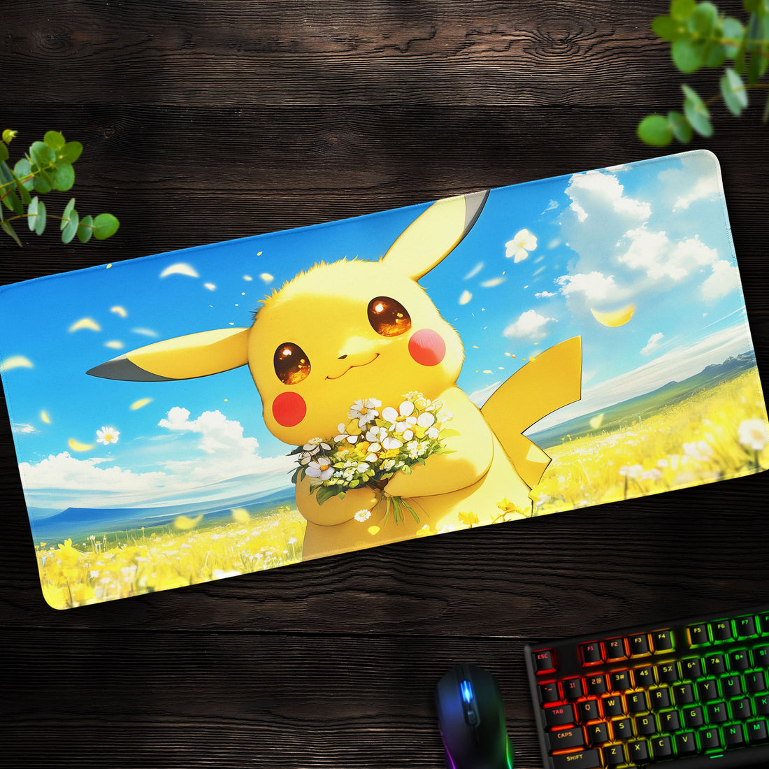 Pikachu Meadow Bliss Desk Mat, Pokémon Mouse Pad