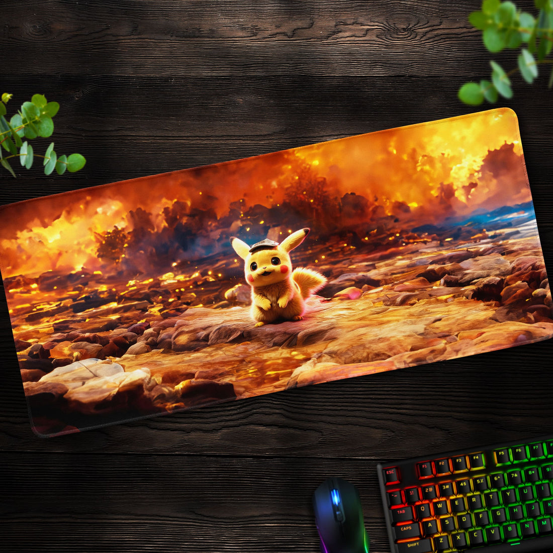 Pikachu Lava Adventure Desk Mat, Pokémon Thunder Mouse Pad