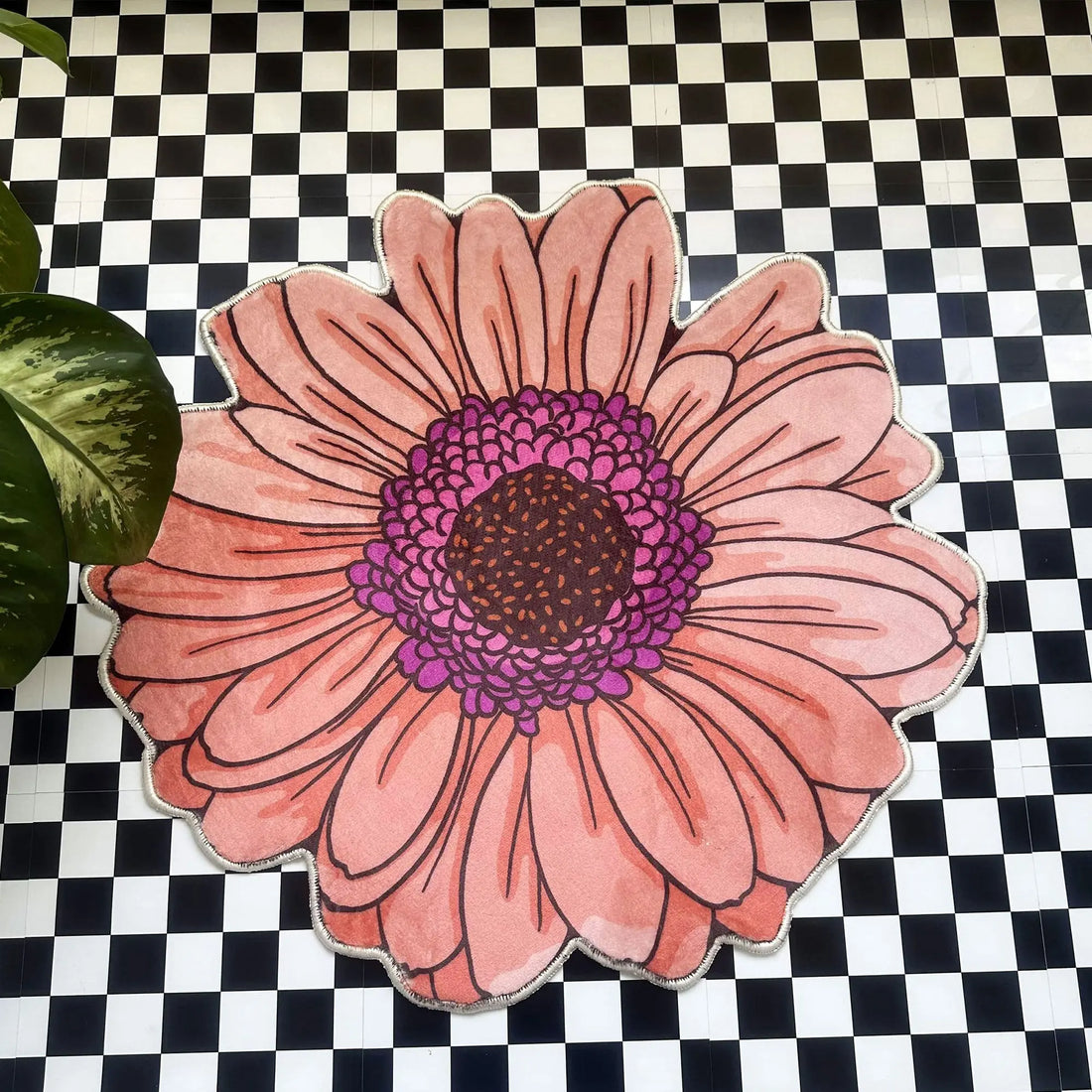 Pink Daisy Area Rug, Floral Decorative Carpet