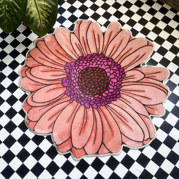 Pink Daisy Area Rug, Floral Decorative Carpet