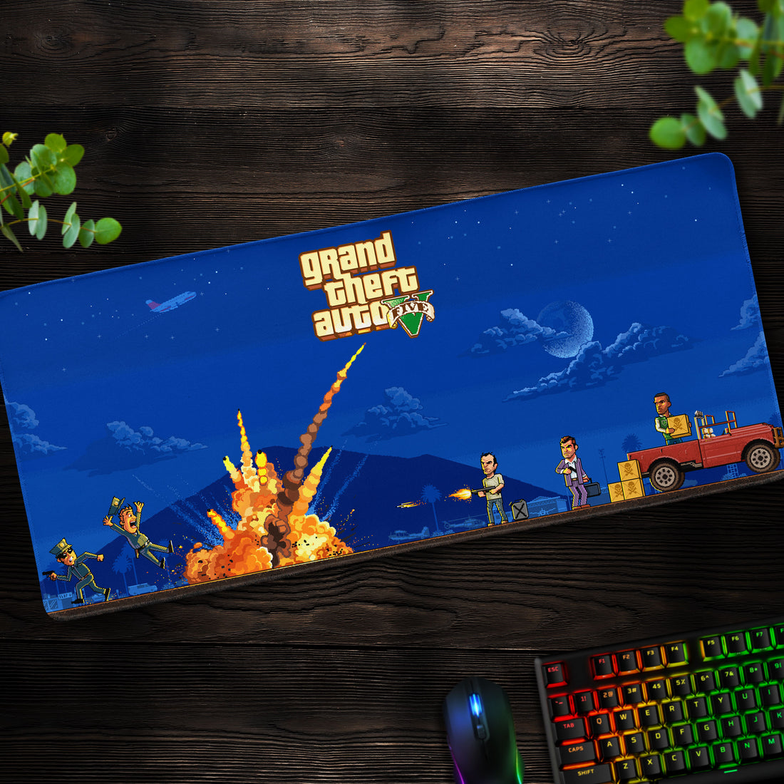 Pixel GTA V Desk Mat, Grand Theft Auto Mouse Pad