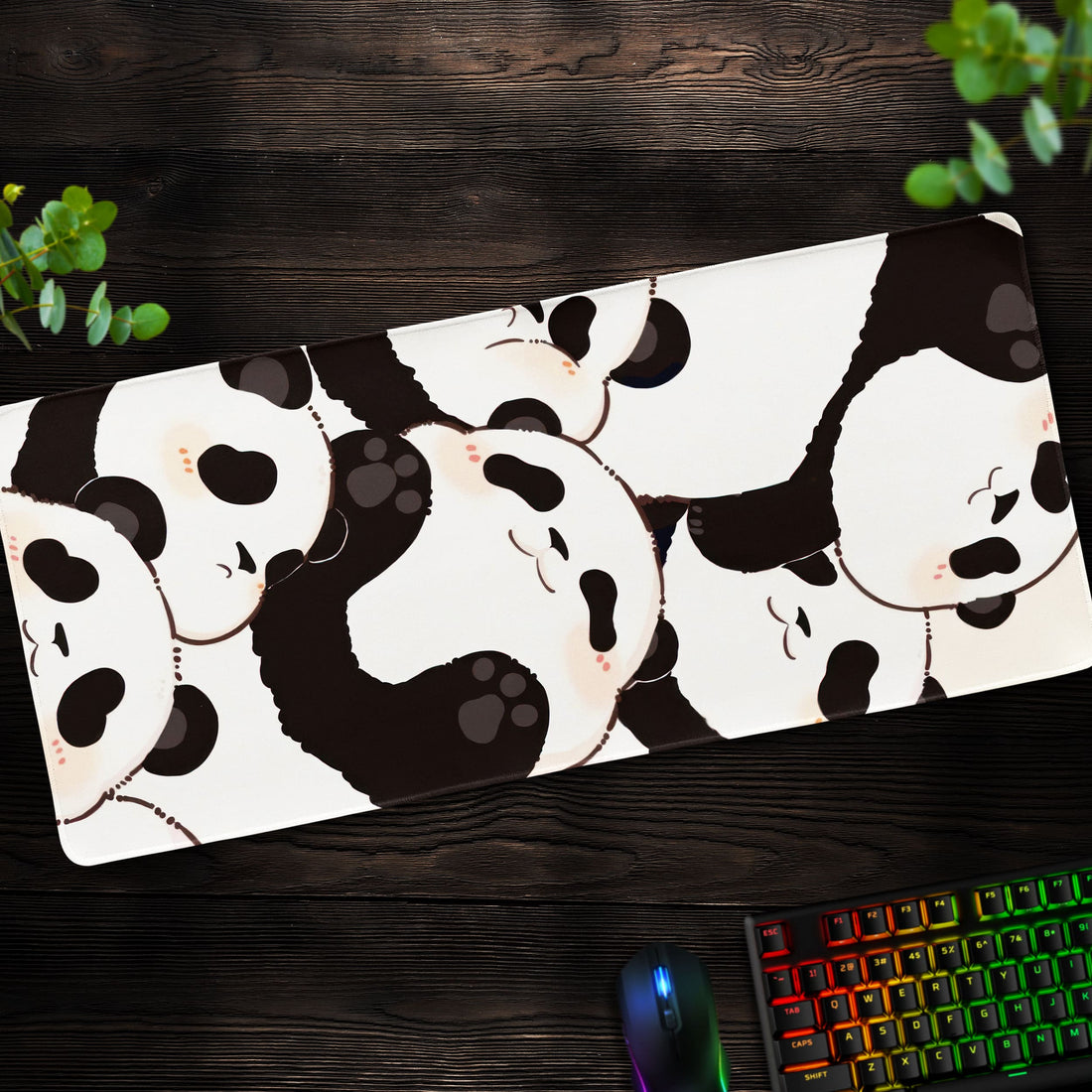 Kawaii Panda Desk Mat, Adorable Panda Mouse Pad