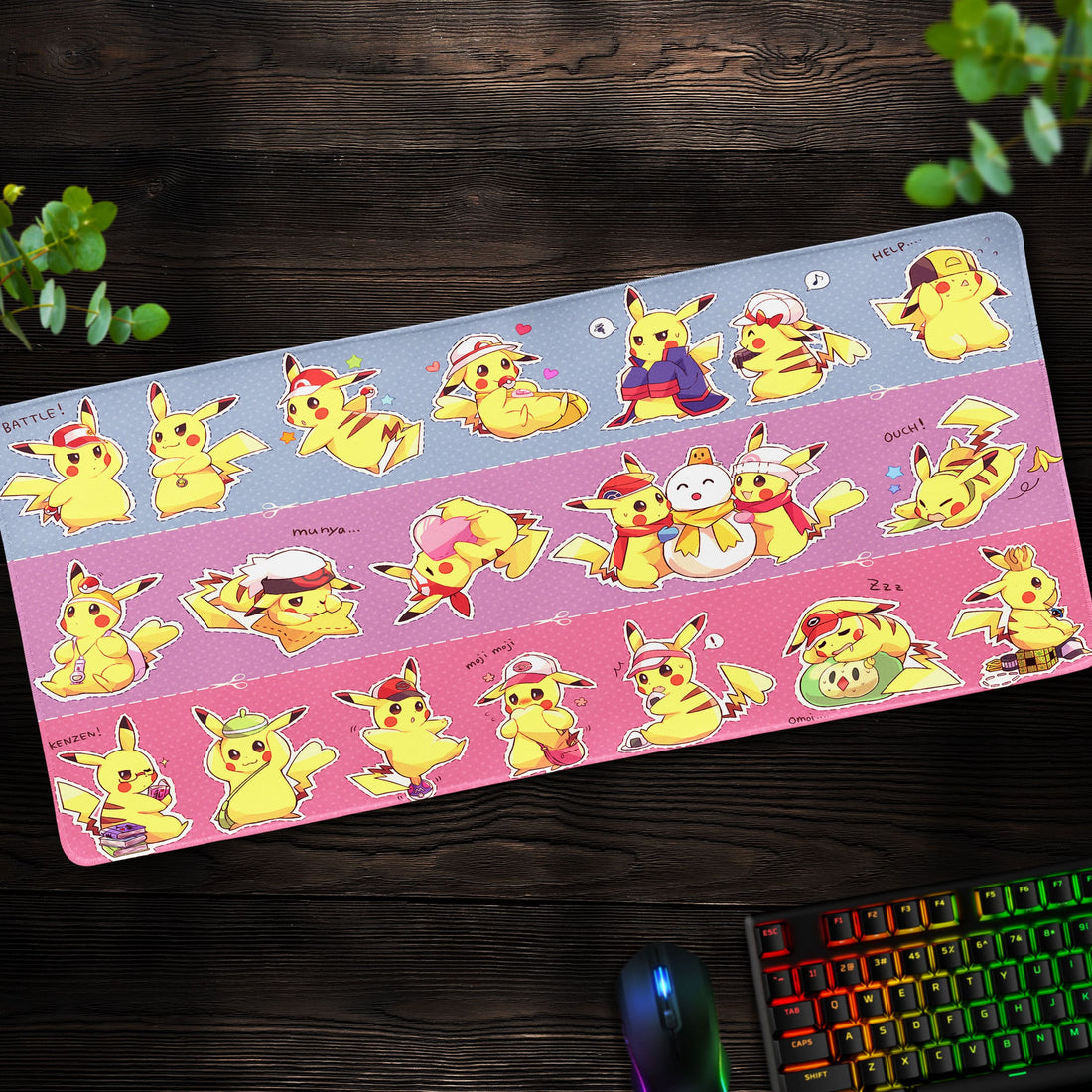 Pikachu Expressions Desk Mat, Pokémon Mouse Pad