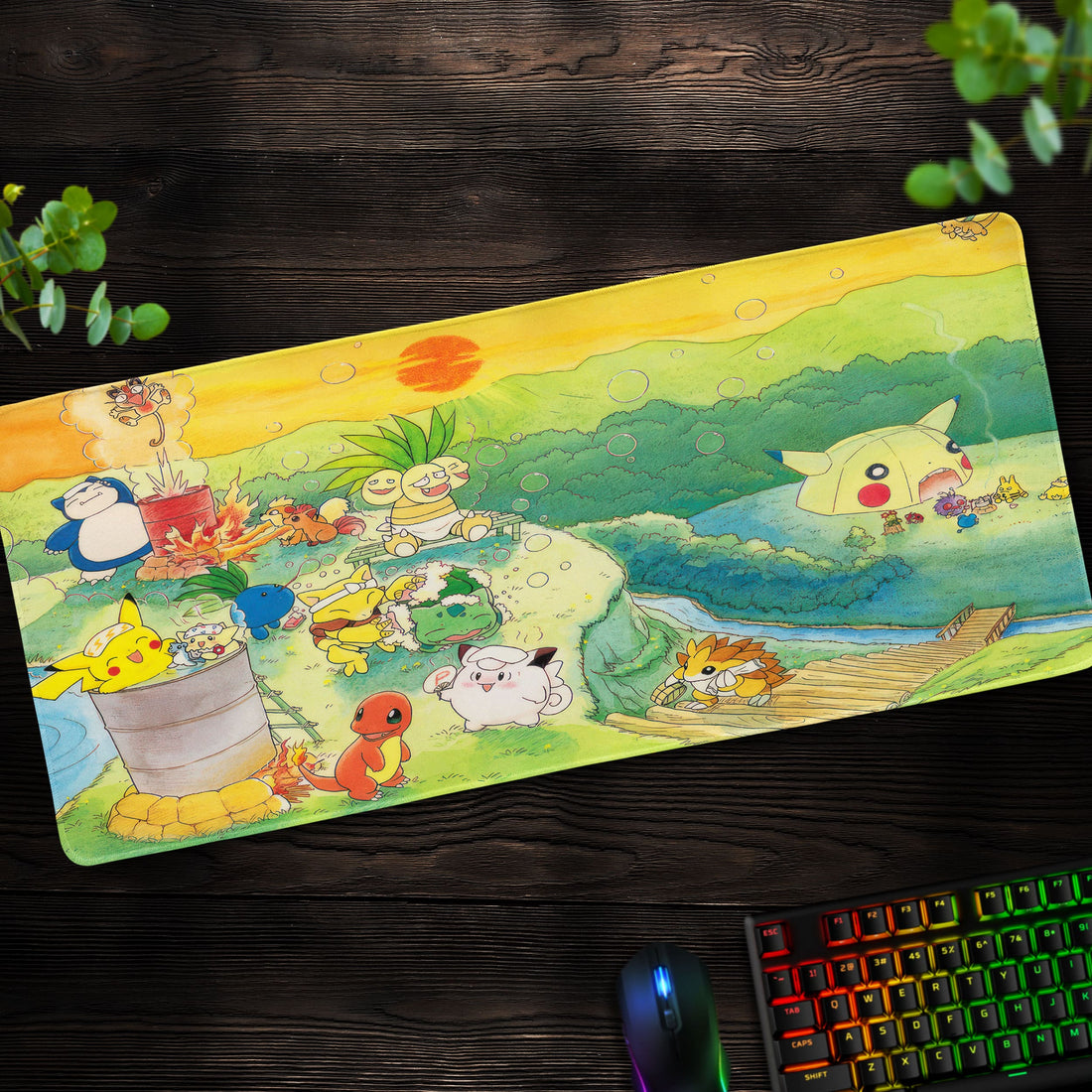 Pokémon Campfire Adventure Desk Mat, Kawaii Pikachu Mouse Pad