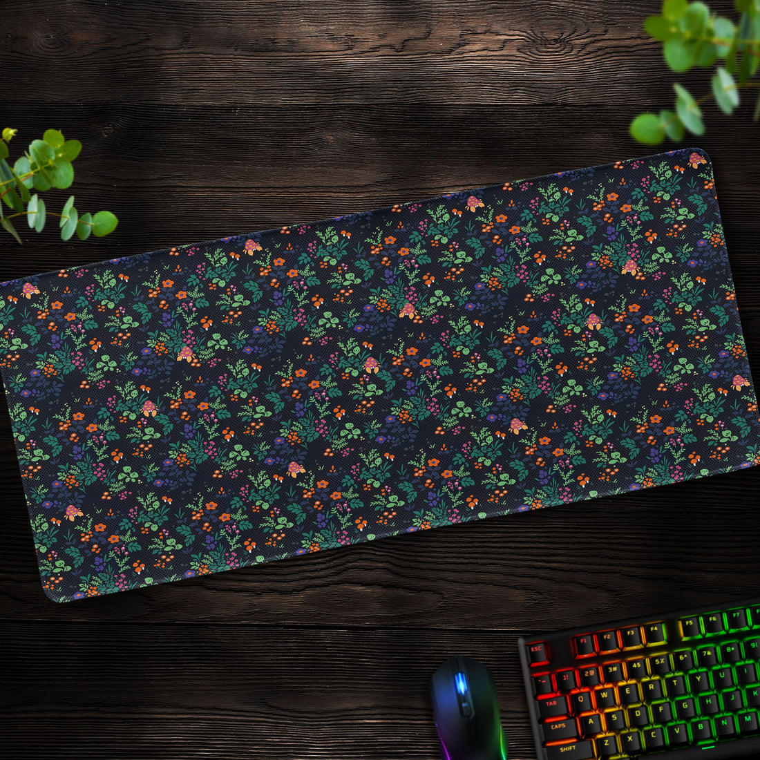 Floral Pokémon Pattern Desk Mat, Pokémon Mouse Pad