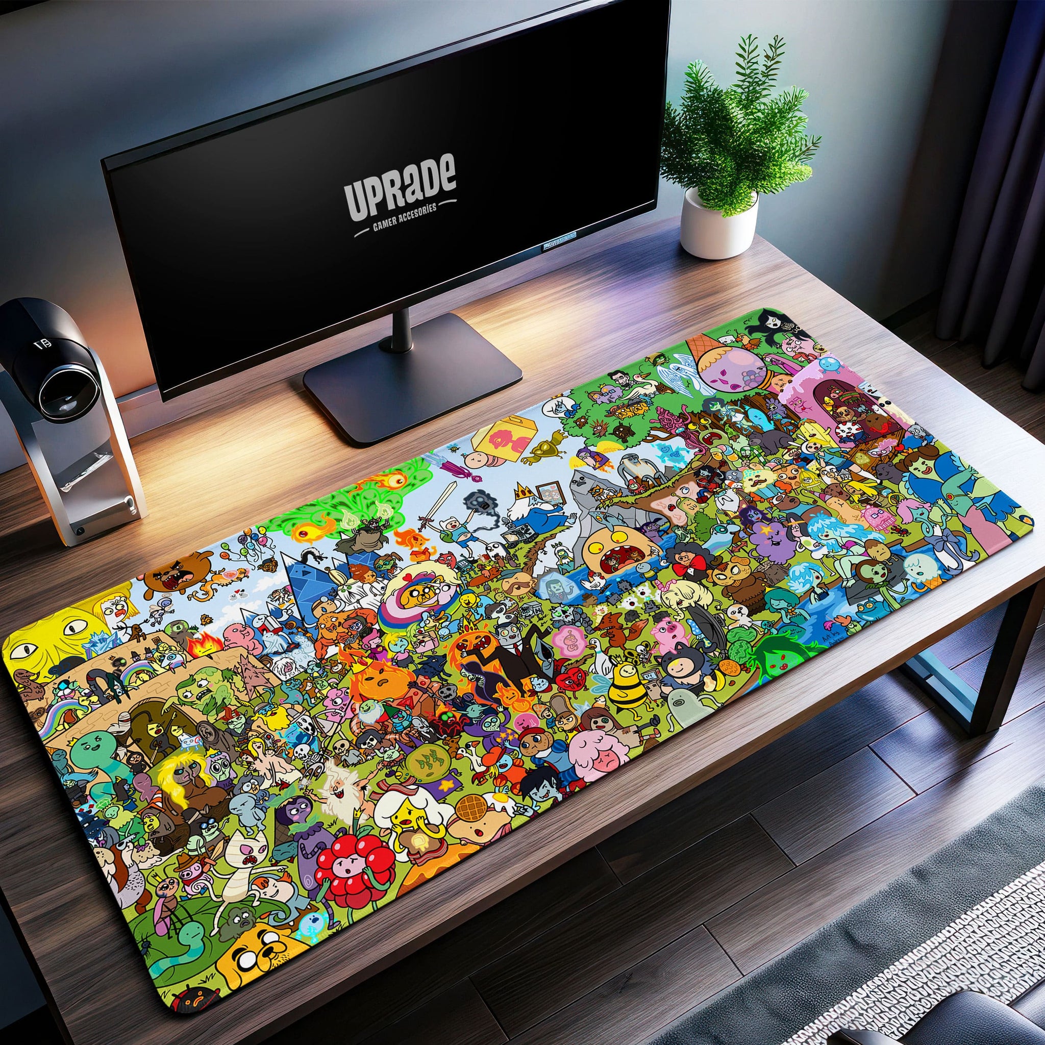 Cartoon Multiverse Desk Mat, Animated Icons Mouse Pad