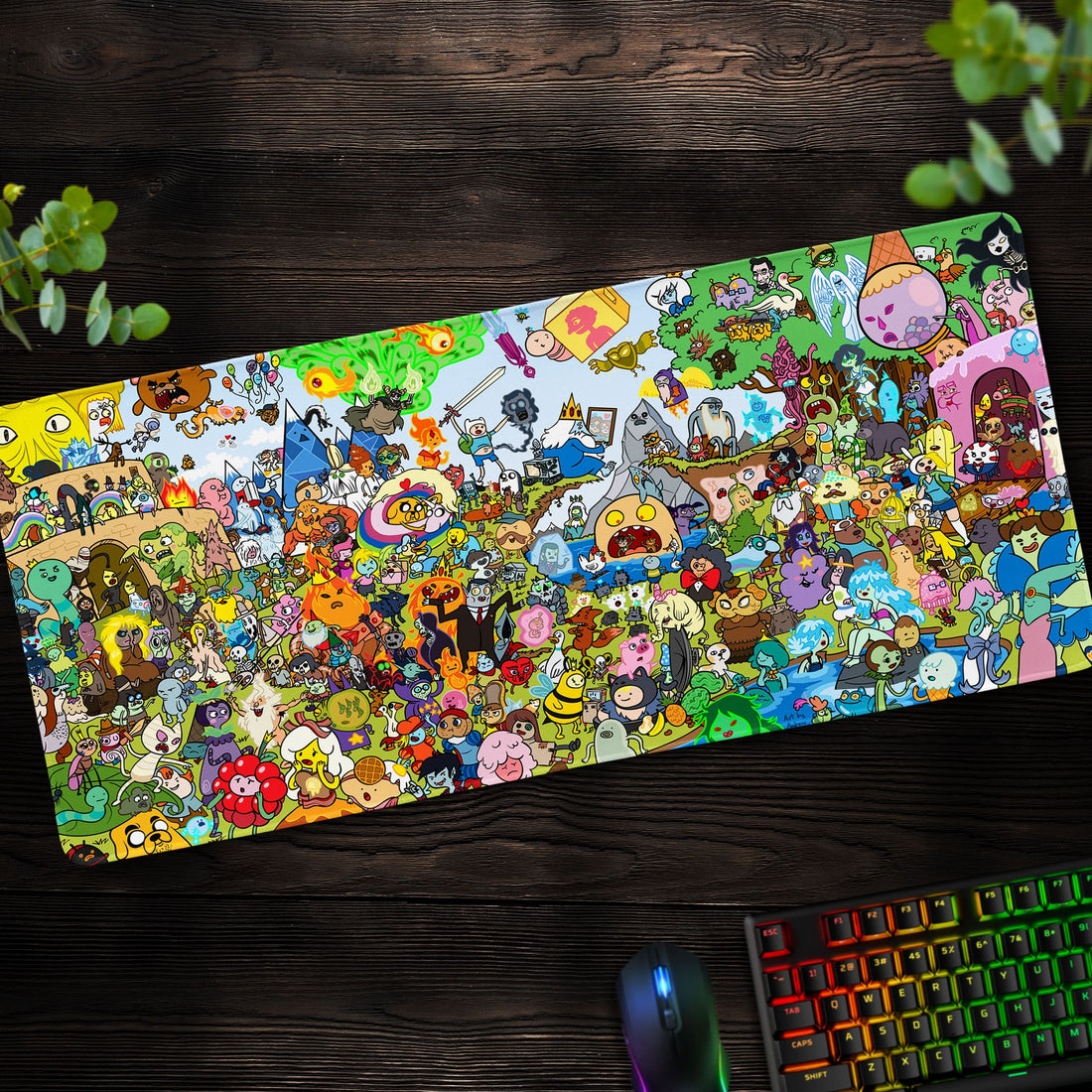 Cartoon Multiverse Desk Mat, Animated Icons Mouse Pad