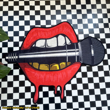 Bold Microphone Lips Shaped Soft Rug, Rapper Gift