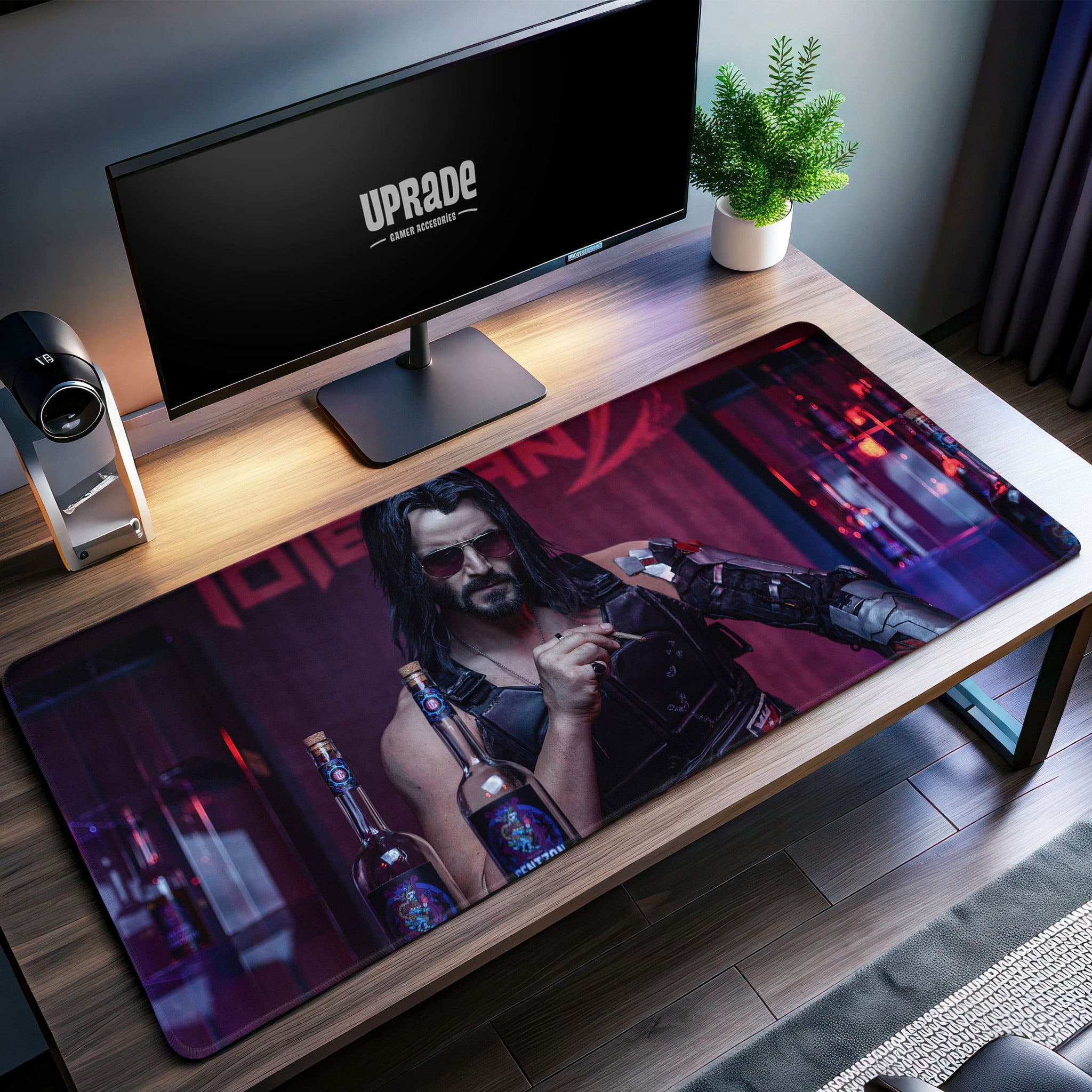 Rebel Rocker Desk Mat, Cyberpunk Gaming Mouse Pad