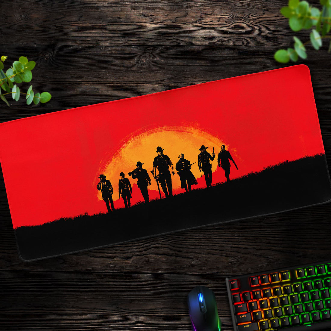 Red Dead Redemption Schreibtischunterlage, Western Sunset Mauspad