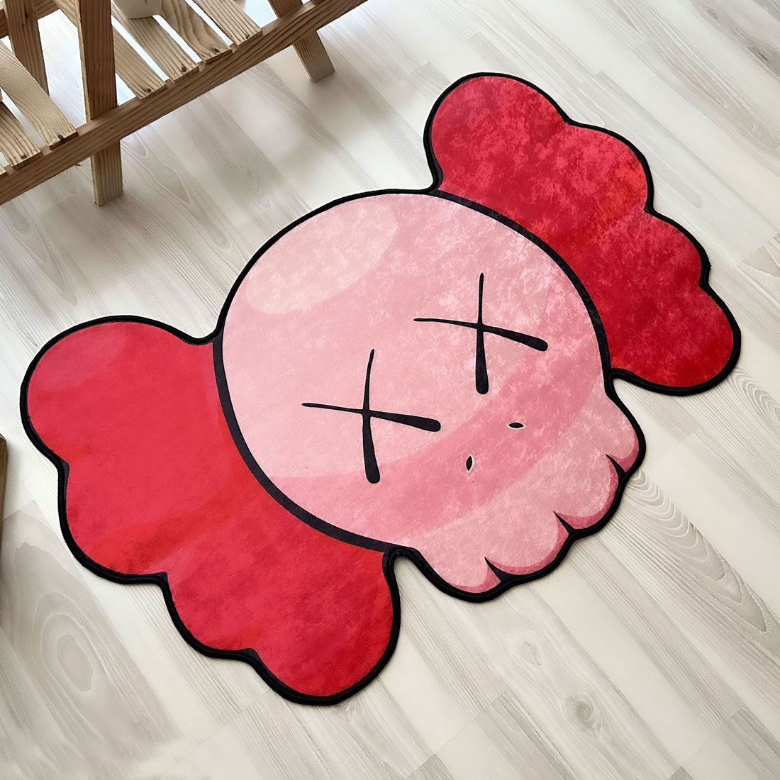 Red KAWS Head Sneaker-Inspired Soft Rug