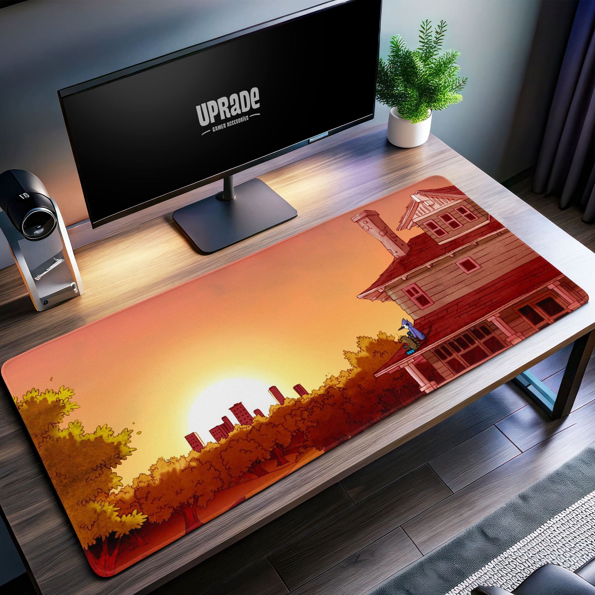 Sunset Chill Desk Mat, Regular Show Mouse Pad