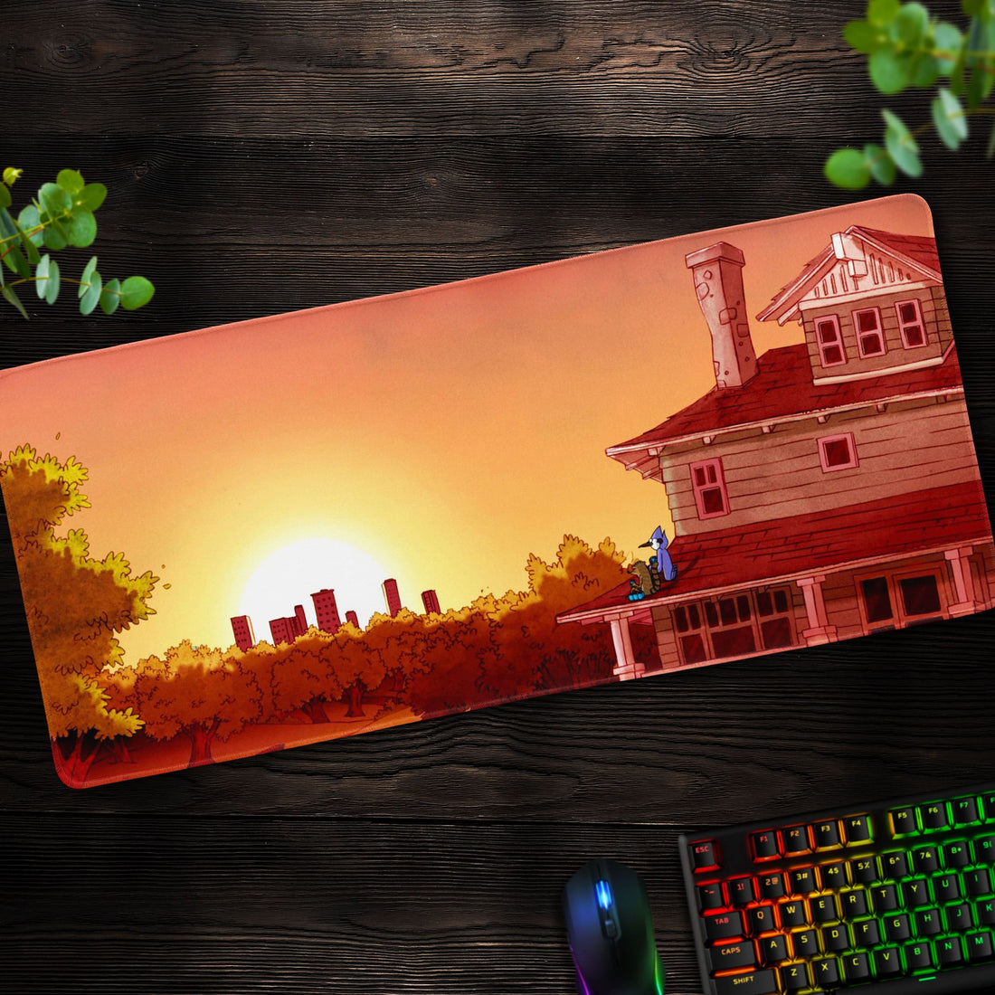 Sunset Chill Desk Mat, Regular Show Mouse Pad