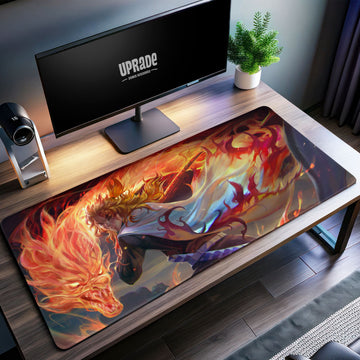 Rengoku Flame Spirit Desk Mat, Demon Slayer Mouse Pad