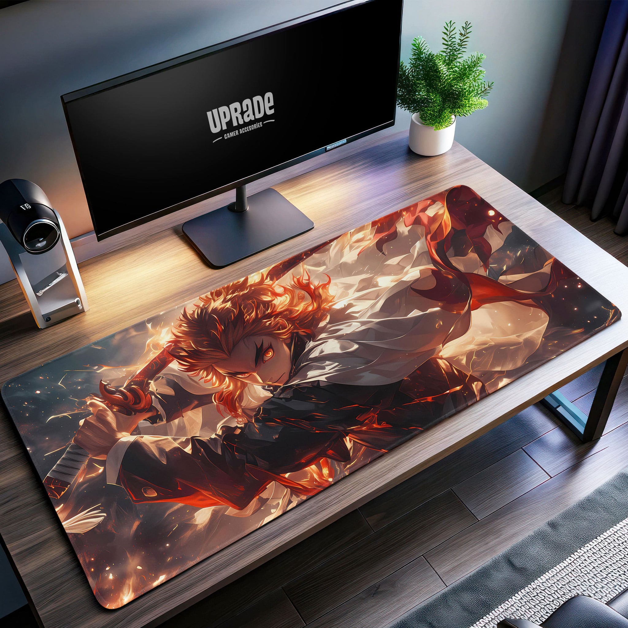 Rengoku Inferno Blade Desk Mat, Demon Slayer Mouse Pad