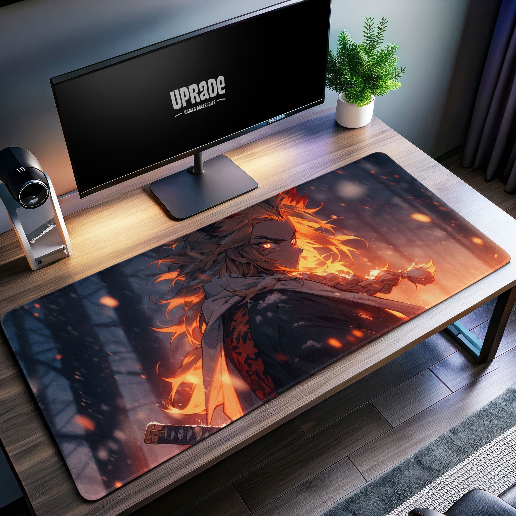 Rengoku Flame Hashira Desk Mat, Demon Slayer Mouse Pad