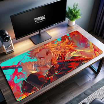 Rengoku Flame Hashira Desk Mat, Demon Slayer Mouse Pad