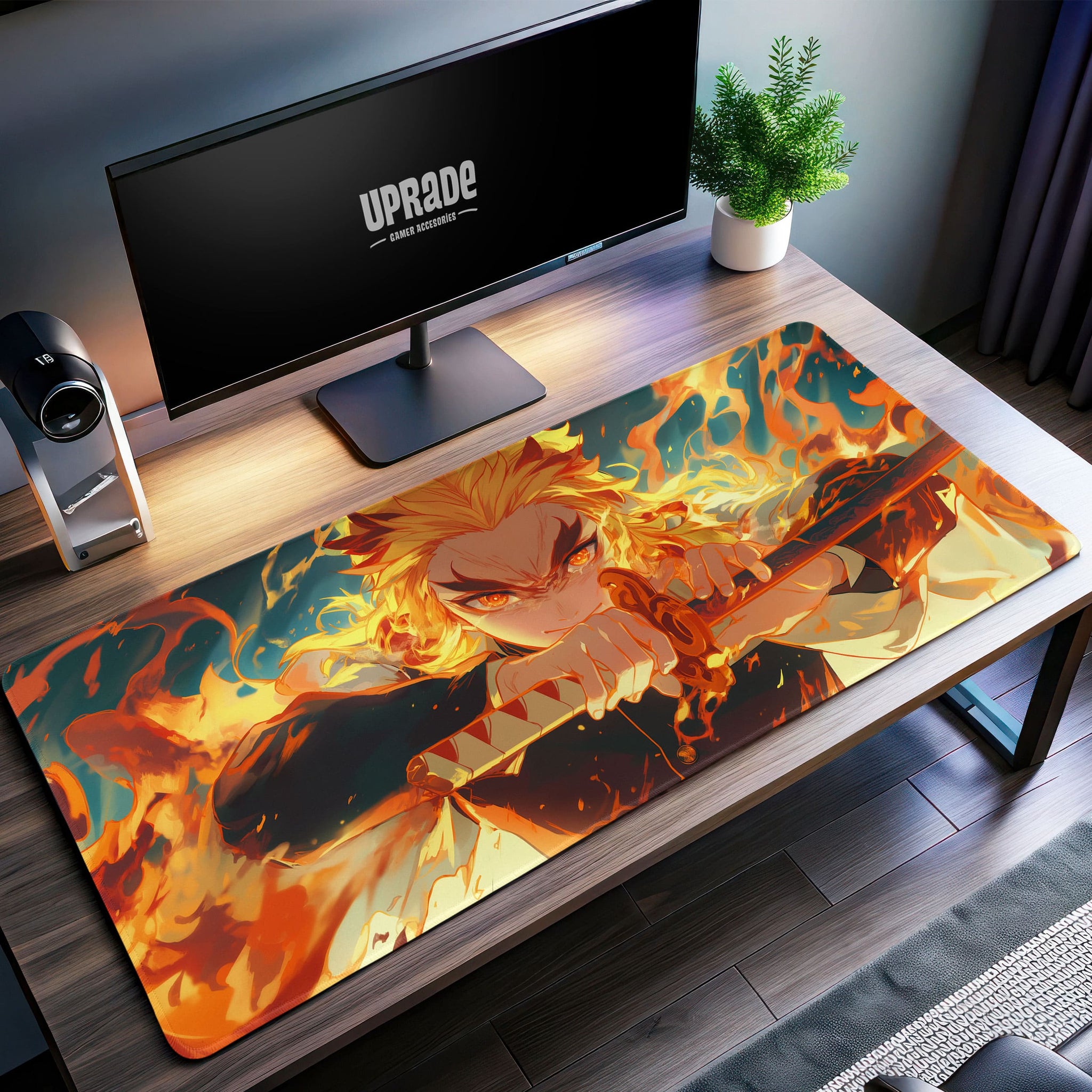 Rengoku Demon Slayer Desk Mat, Flame Hashira Mouse Pad