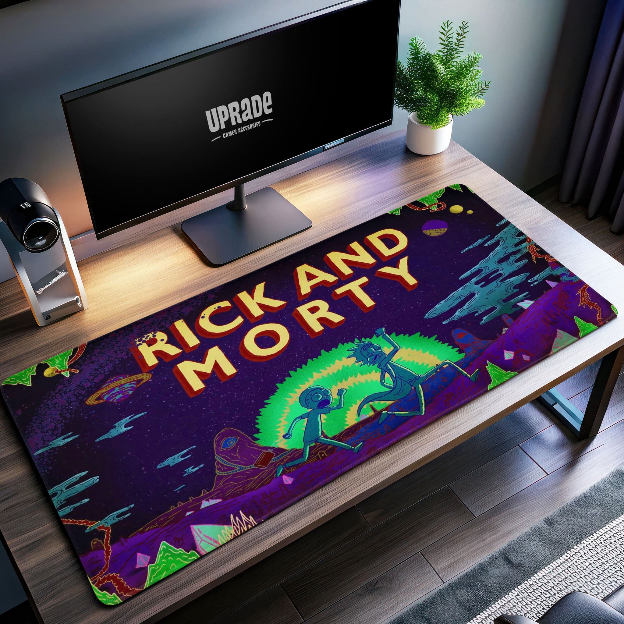 Rick and Morty Galactic Escape Schreibtischunterlage, Neon Portal Mauspad