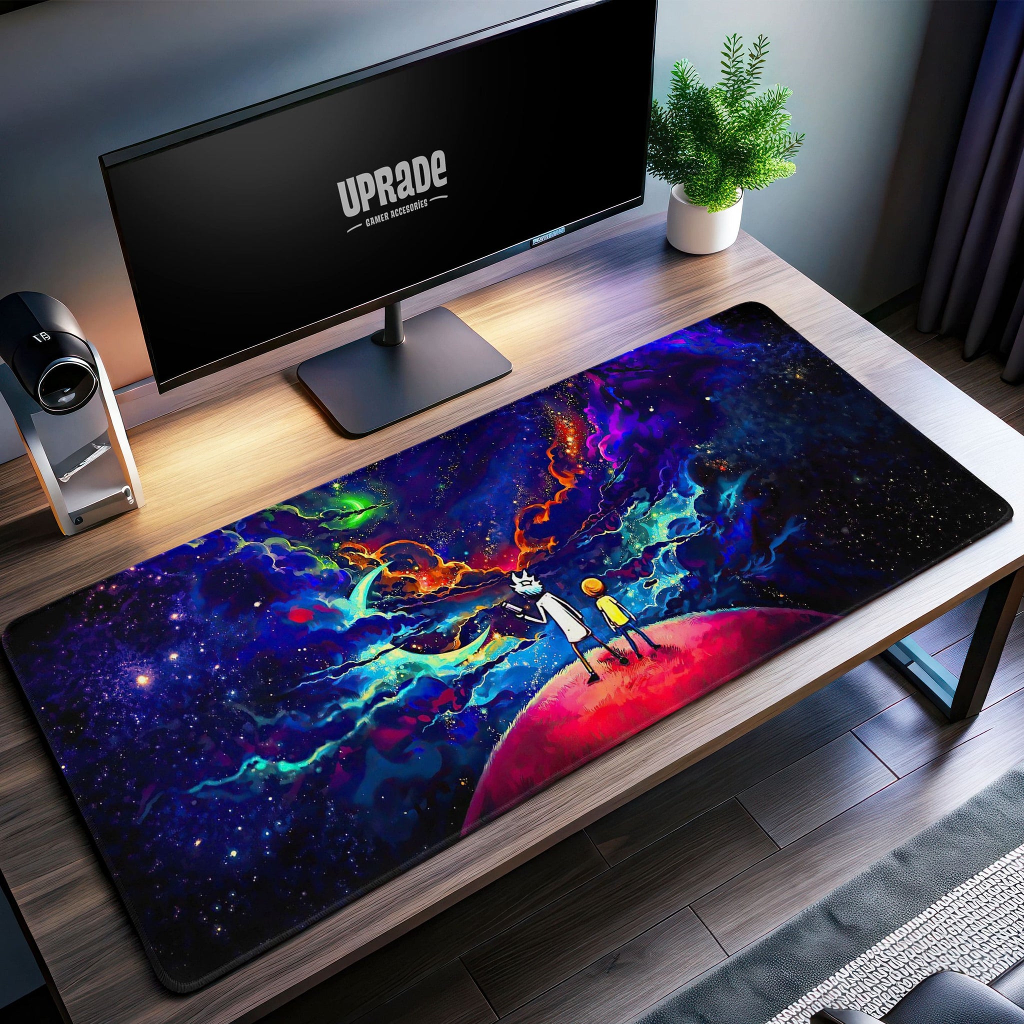 Rick and Morty Cosmic View Desk Mat, Galactic Wanderer Mouse Pad