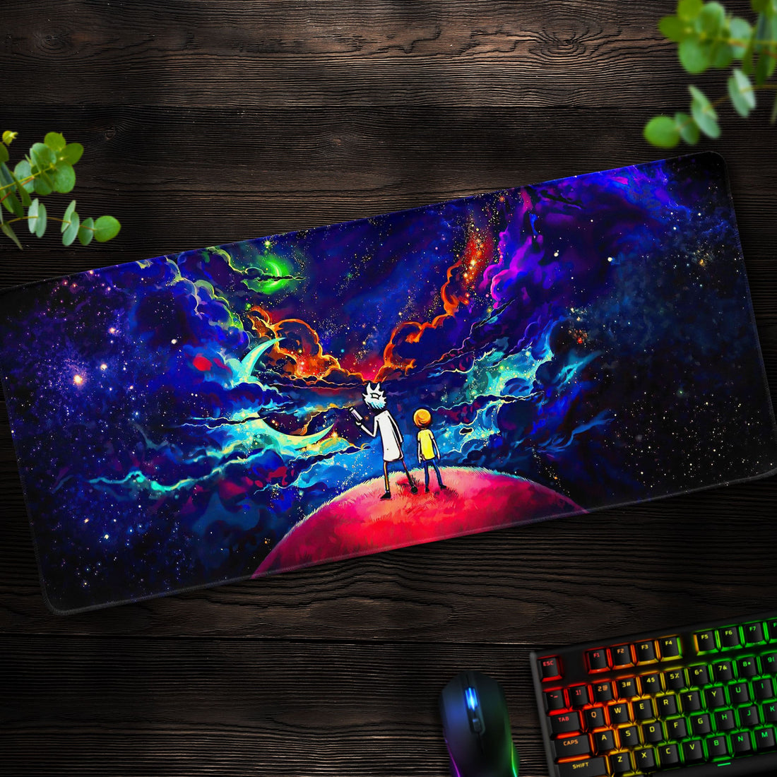 Rick and Morty Cosmic View Desk Mat, Galactic Wanderer Mouse Pad