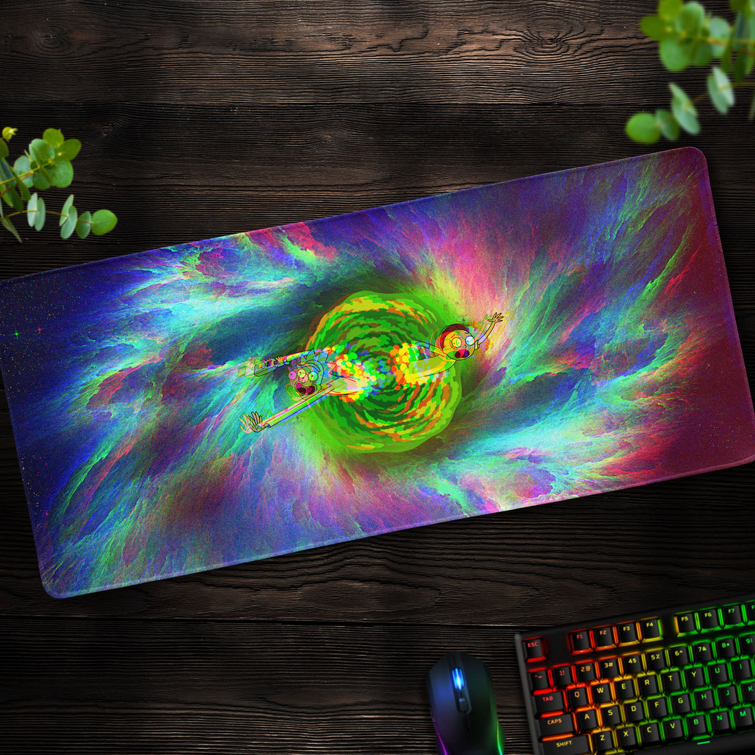 Rick and Morty Psychedelic Desk Mat, Multiverse Portal Mouse Pad