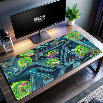 Rick and Morty Portal Chase Desk Mat, Multiverse Action Mouse Pad