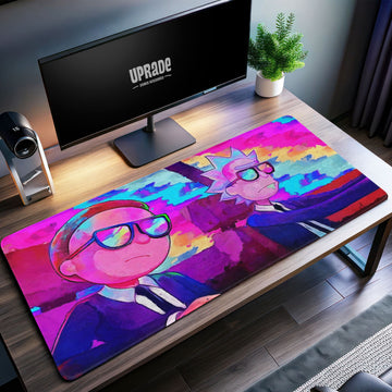 Rick and Morty Neon Road Trip Desk Mat, Retro Vibes Mouse Pad