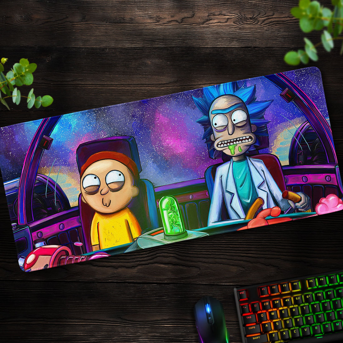 Rick and Morty Spaceship Desk Mat, Cosmic Adventure Mouse Pad