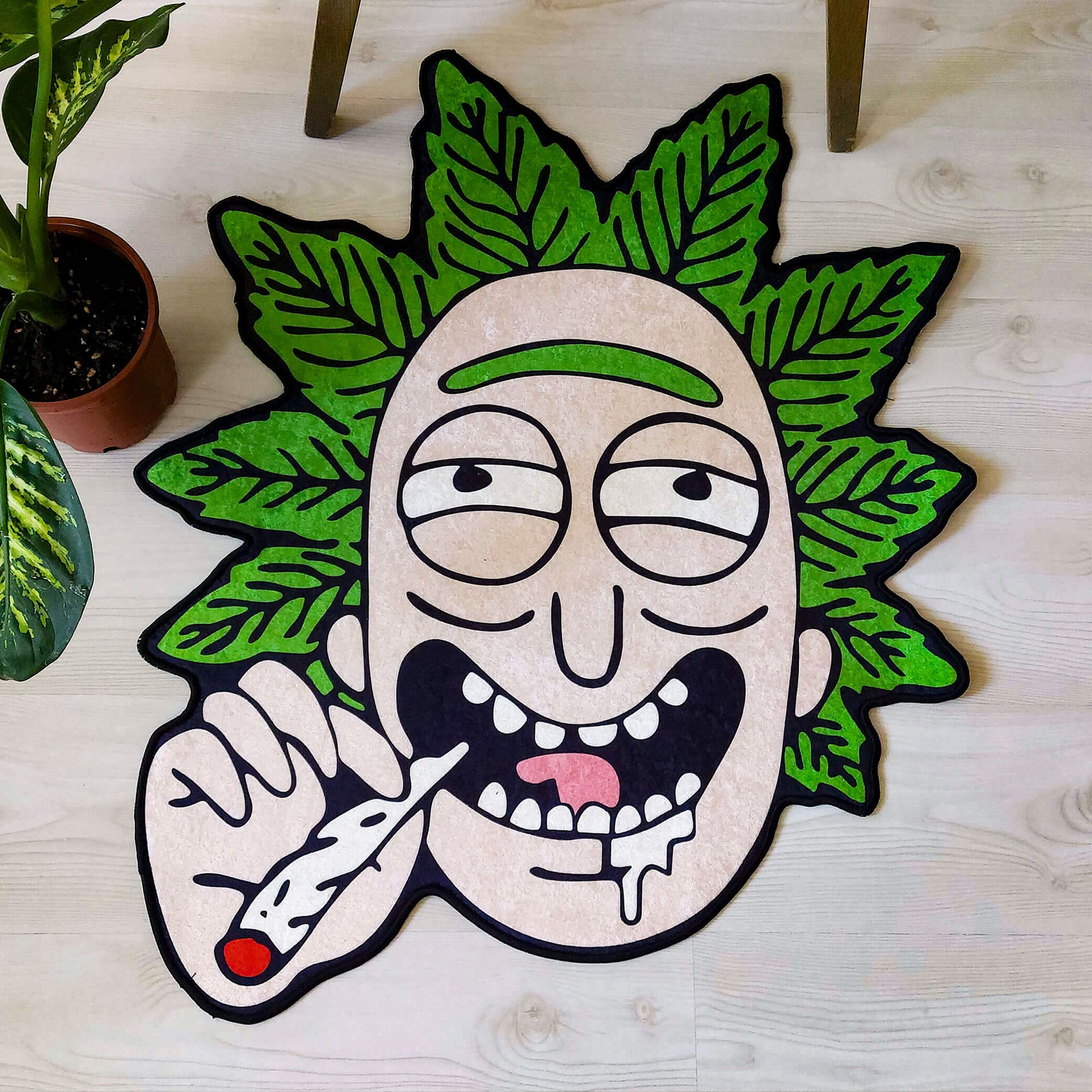 Rick and Morty Weed-Inspired Funny Shaped Rug