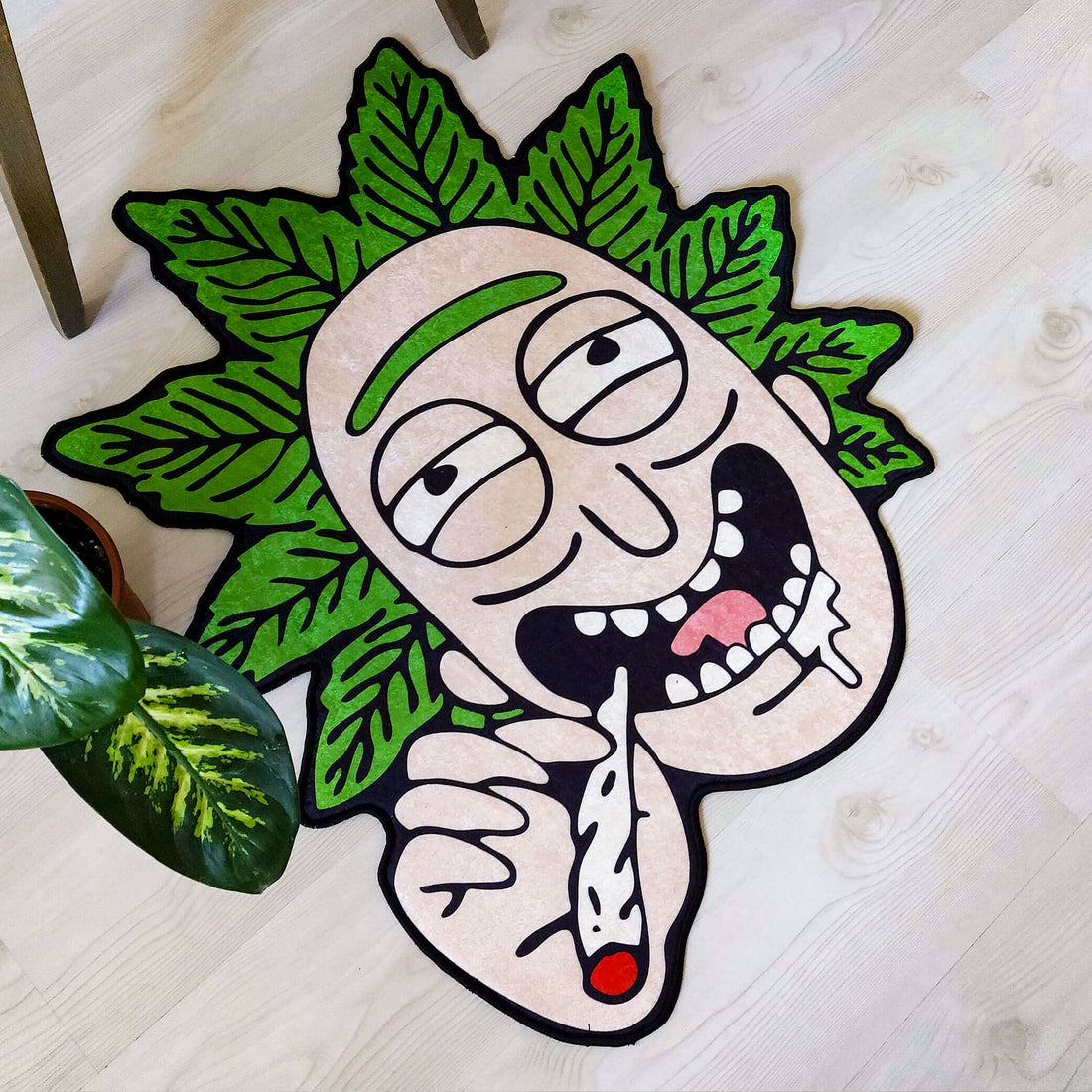 Rick and Morty Weed-Inspired Funny Shaped Rug