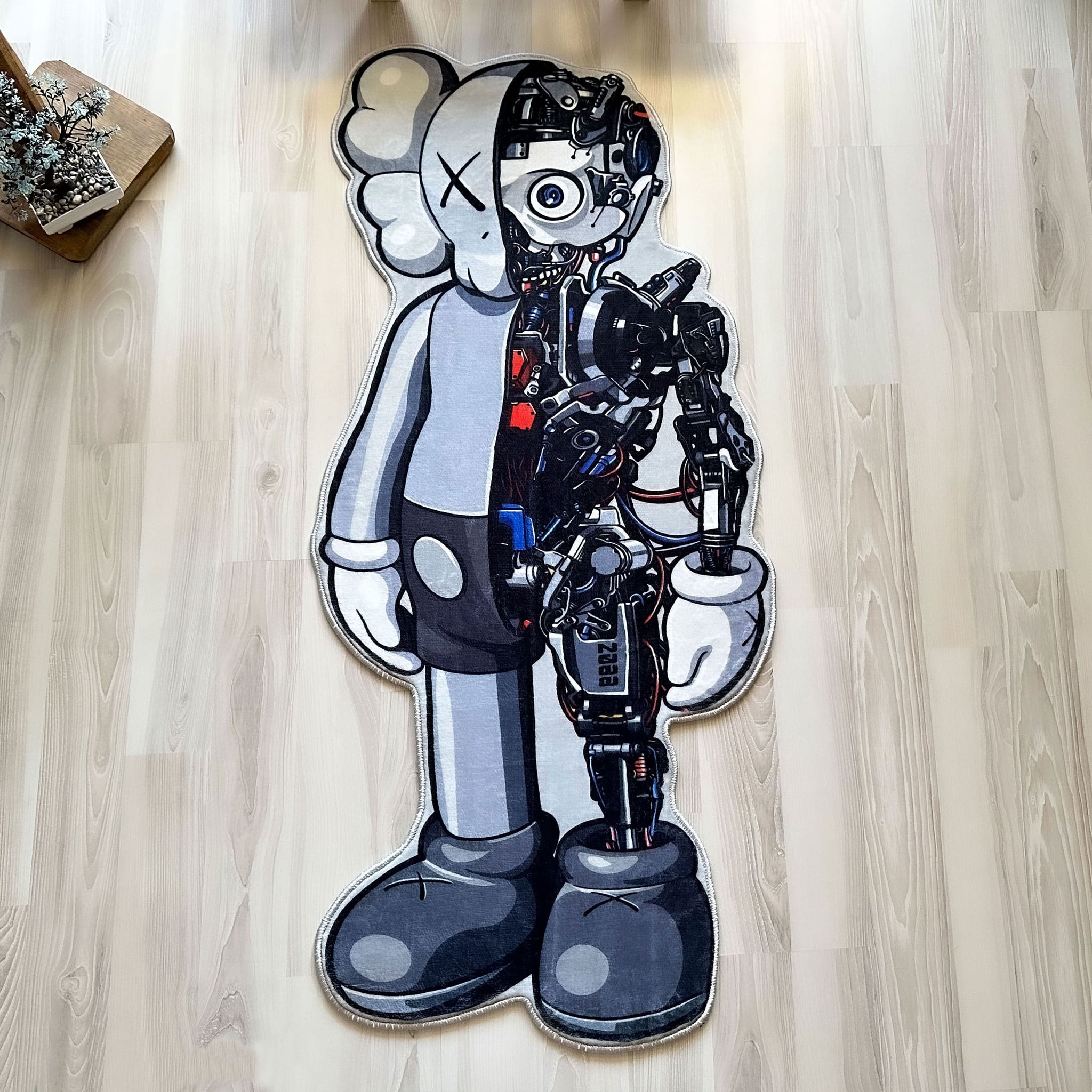 Robot KAWS Figure Soft Shaped Rug