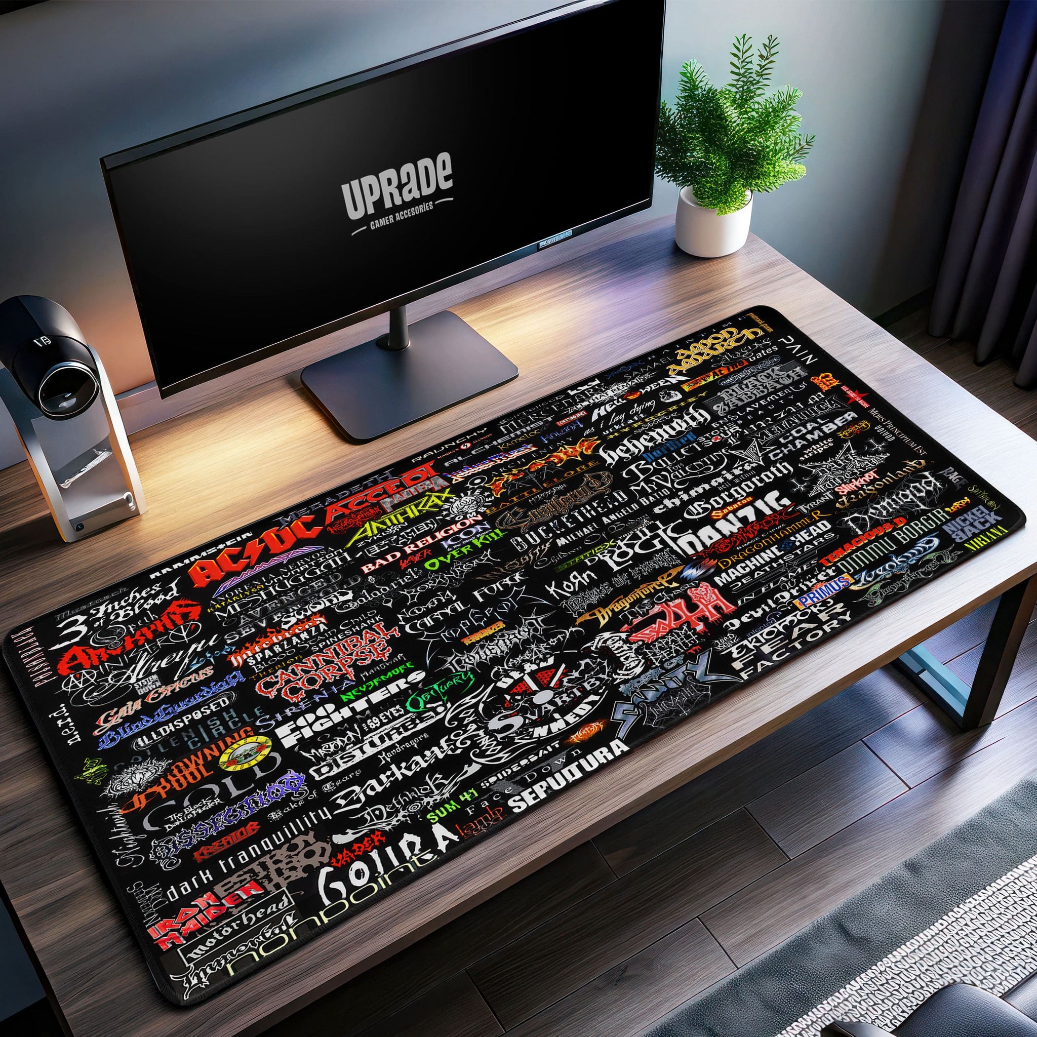 Heavy Metal Band Logos Desk Mat, Rock Music Mouse Pad