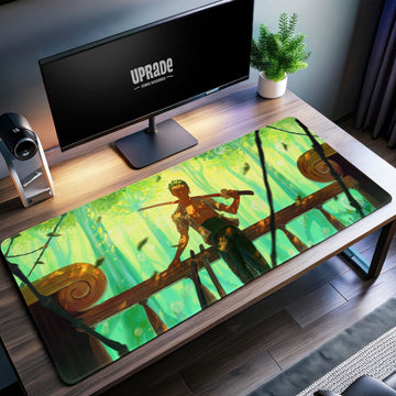 Zoro Forest Vibes Desk Mat, One Piece Samurai Mouse Pad