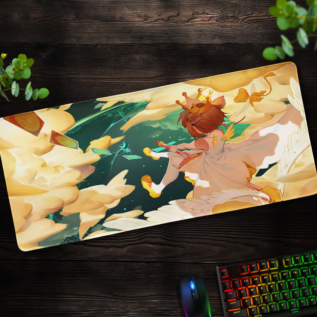 Crowned Sakura Desk Mat, Cardcaptor Inspired Mouse Pad