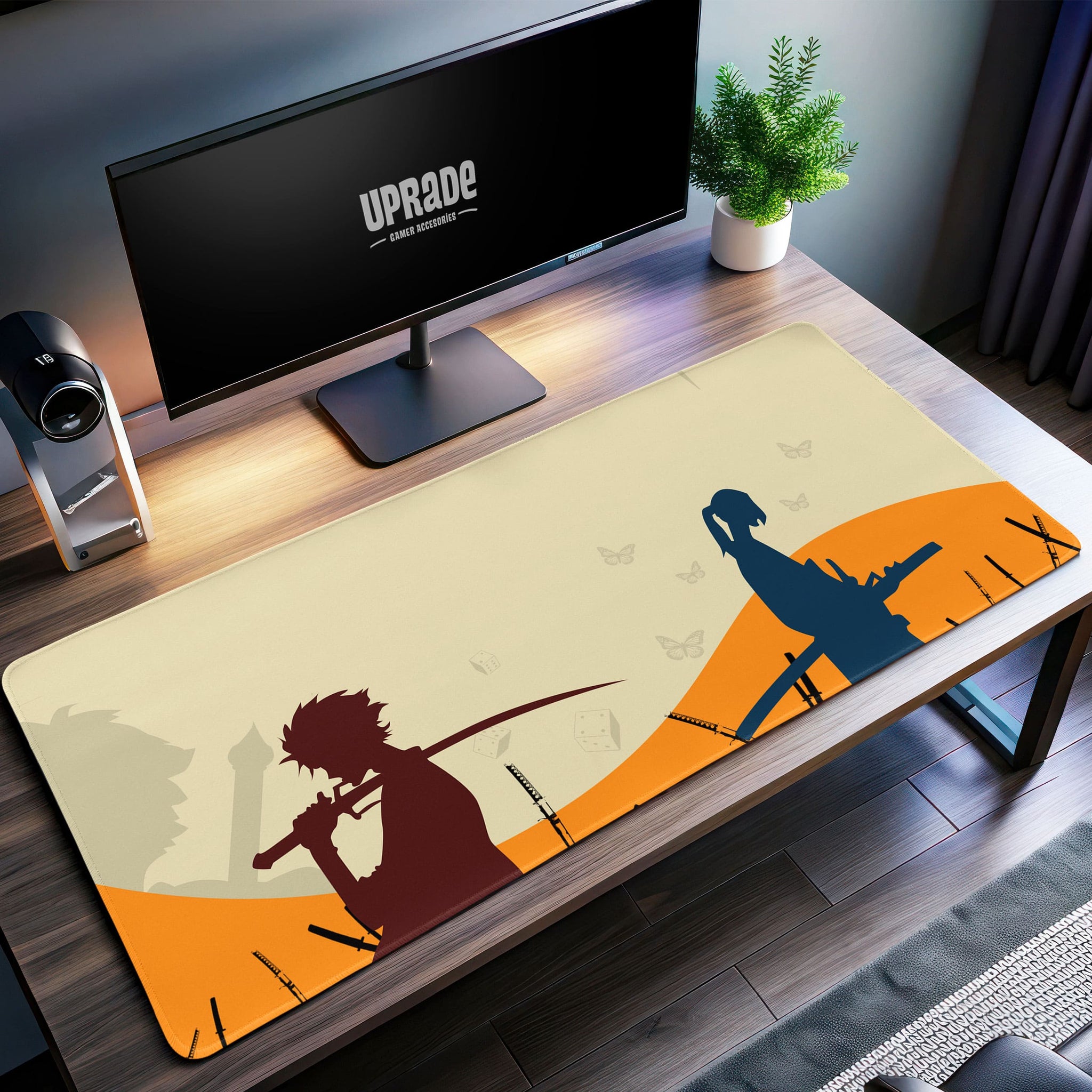 Samurai Silhouette Desk Mat, Champloo Sunset Mouse Pad