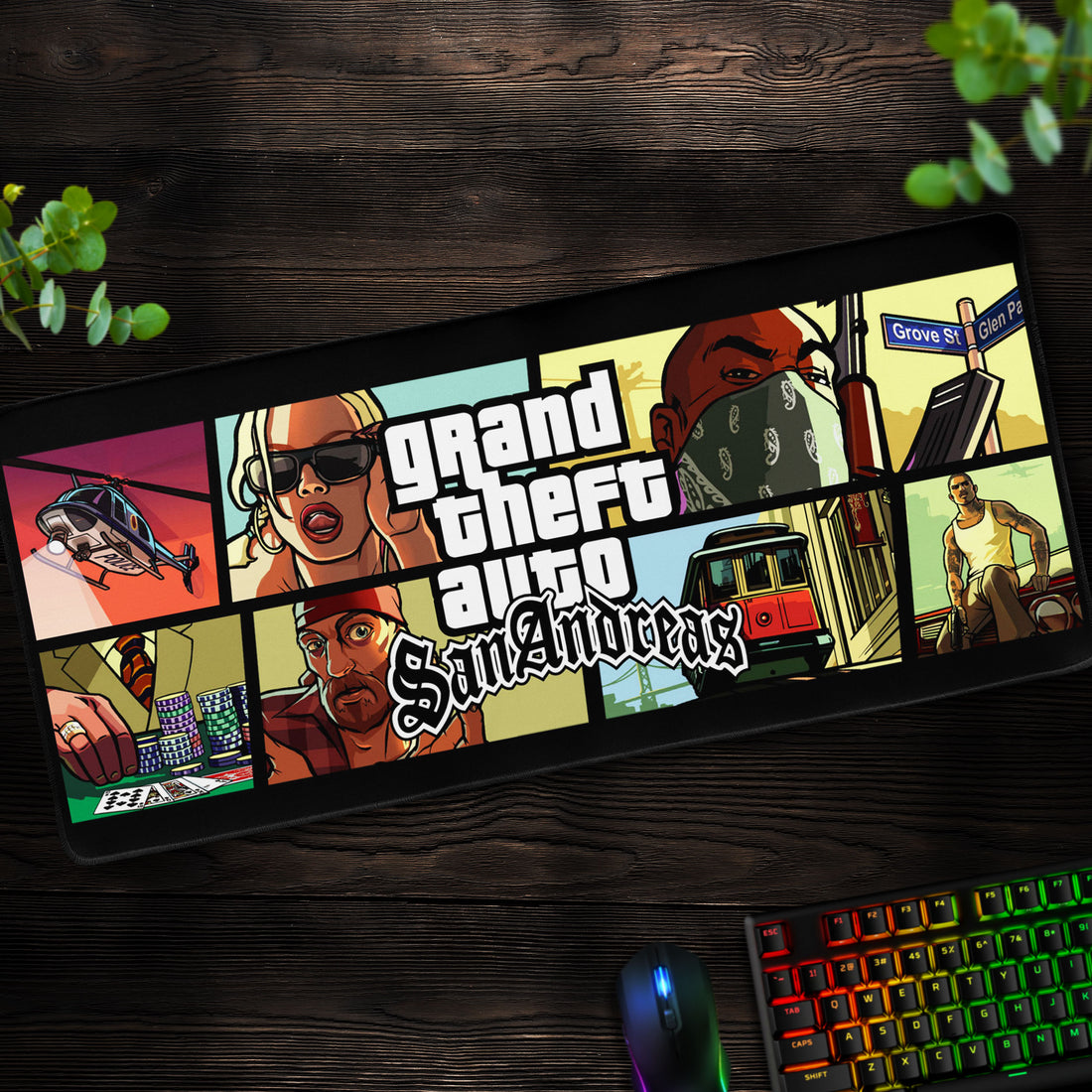 San Andreas Collage Desk Mat, GTA Iconic Mouse Pad